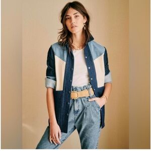 Sezane Denim Patchwork Will Jacket- M GUC